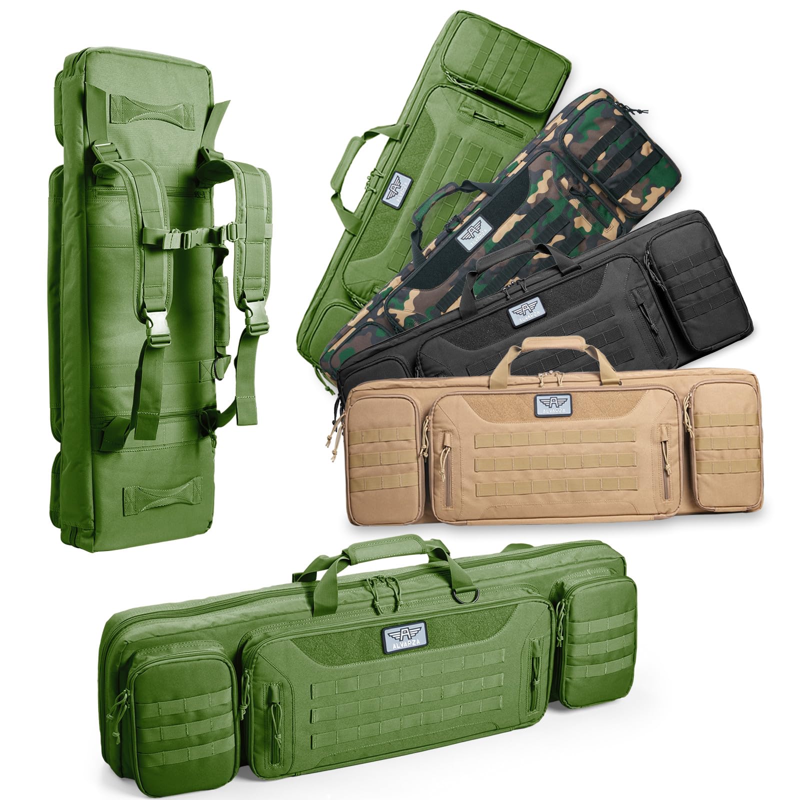 ALVARZA 36 inch Double Long Gun Bag Nylon 1000D Soft Case Backpack